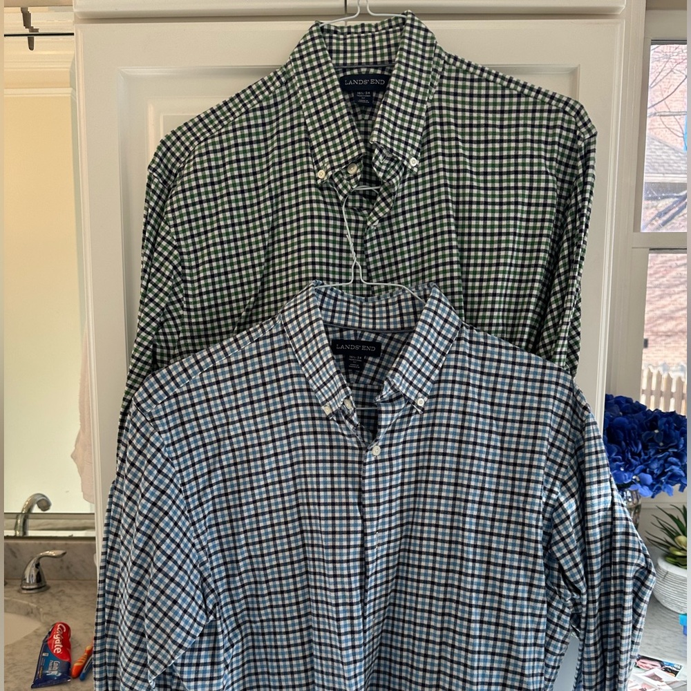 Men’s Lands End 16.5 Traditional Fit Flannel Button Up